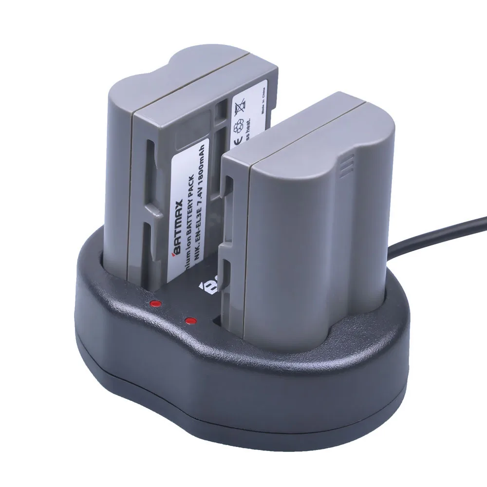 Batmax 2 шт. EN-EL3E RU EL3e батарея+ USB Dual Зарядное устройство для Nikon ENEL3e D300S D300 D100 D200 D700 D70S D80 D90 D50 MH-18A