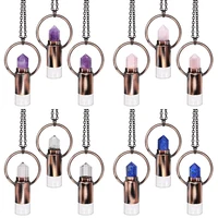 KFT 2ML Glass Bottle Natural Crystal Quartz Roll On Perfume Bottle Pendant Necklace Quartz Crystal Essential Oil Roller Bottle 1