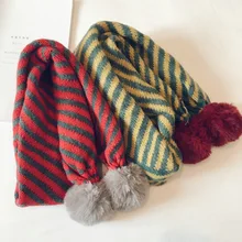 Детский шарф на осень и зиму для мальчиков и девочек, мягкий полосатый теплый шерстяной платок, детский шарообразный шарф