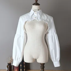 Long Sleeve Lace Fake Collar Shirt White Detachable Collar Fake Women Vintage Lace Ladies False Blouse Collar Half Shirt