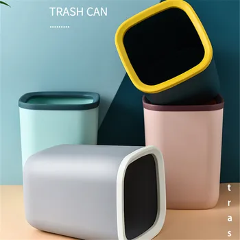 

Y Garbage Can Home without Cover Square Plastic Kitchen Living Room Bedroom Wet Simple Garbage Can Wholes