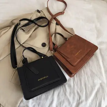 

New Fashion Durable PU Leather Crossbody Bags Women Retro Solid Color Tote Bag Single Shoulder Messenger Handbags