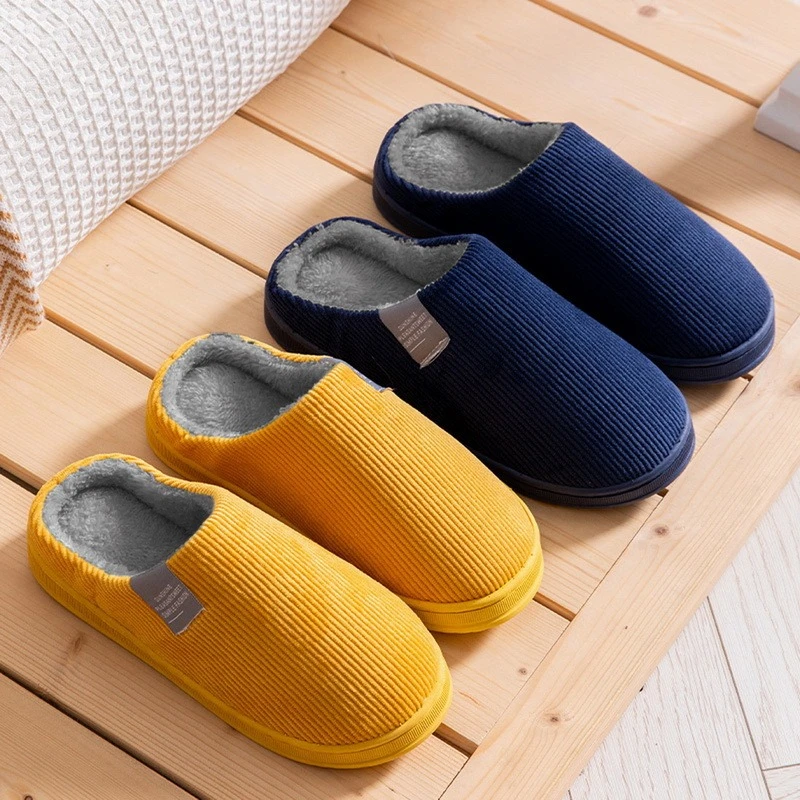 Zapatillas de casa para hombre, Chanclas de algodón a rayas, cálidas, para  interiores, otoño e invierno, 2021|Zapatillas| - AliExpress