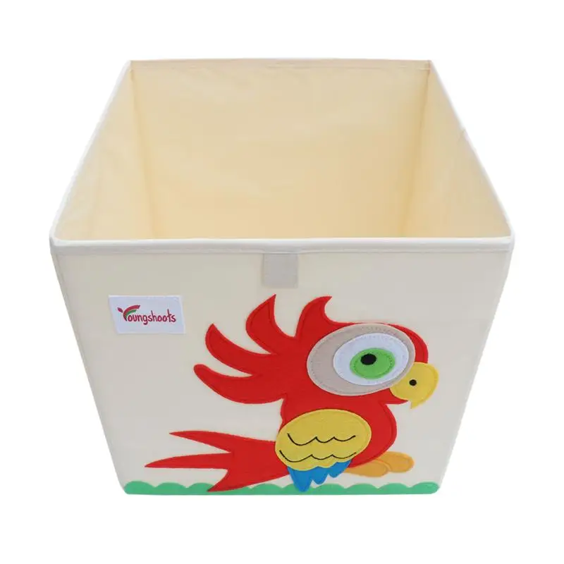 Parrot Мультяшная Узорчатая корзина для хранения, холщовая складная коробка для хранения одежды, моющаяся детская игрушка для хранения, кубик, органайзер для книг 33x33x33 см - Цвет: Parrot