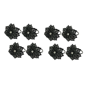 

8 Pcs 3D Floral Metal Napkin Rings Holder Dinner Wedding Towel Ring for Table Decorations, Wedding, Dinner,Party,Etc