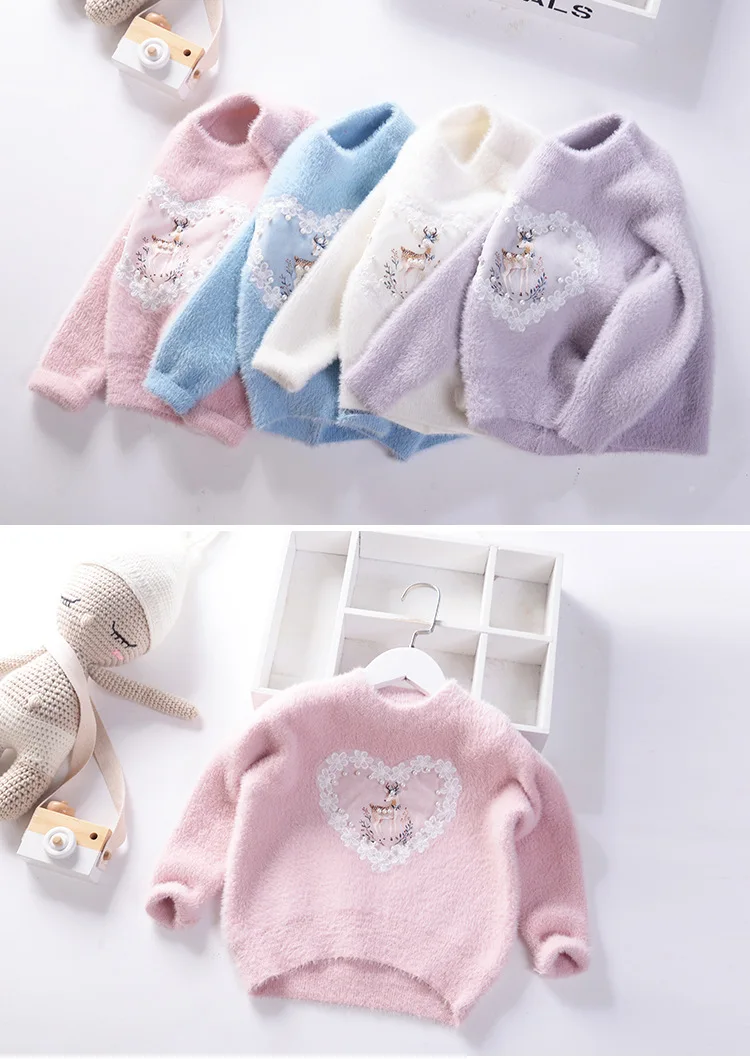 Свитер для девочек; коллекция года; зимний теплый кашемировый пуловер для маленьких девочек; брендовый дизайнерский Рождественский свитер; детская одежда
