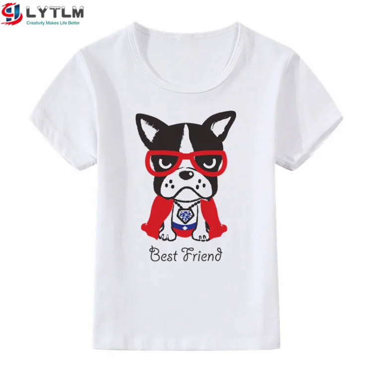 LYTLM Best Friend/футболки для девочек, футболка с рисунком собаки, топы для маленьких девочек, Harajuku Kawaii, футболка для маленьких мальчиков - Цвет: DX White