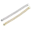 Silver Color Iced Out Bling Micro Pave White CZ Bar Charm Bracelet Curb Miami Cuban link Chain Bangle Hip Hop Women Men jewelry 3