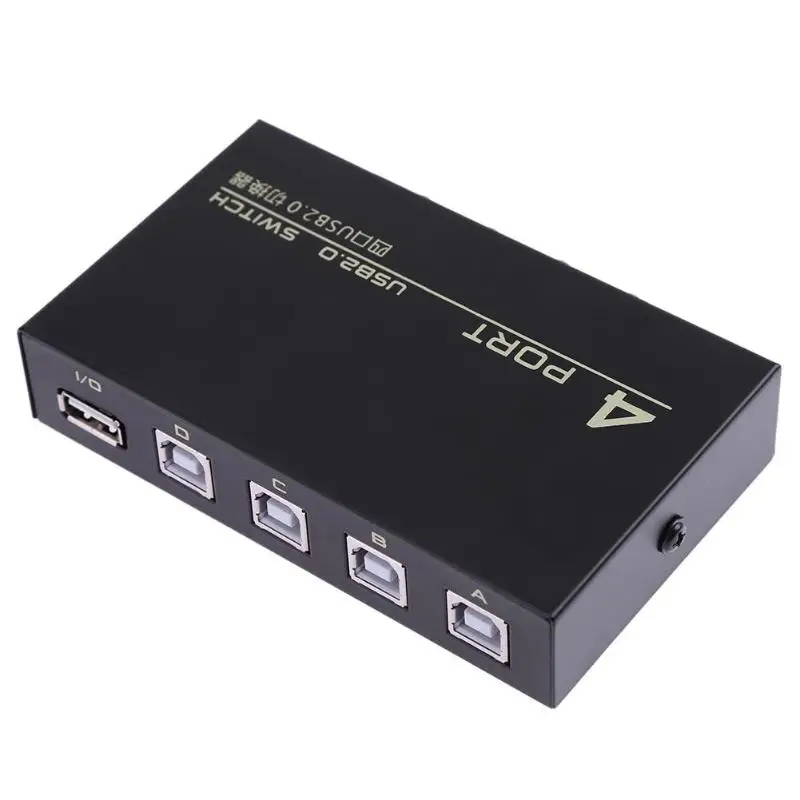 USB 2.0 4 Ports Sharing Switcher Selector Adapter Box Hub for PC Scanner