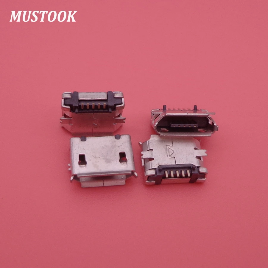 100 шт./лот micro 5p USB разъем для зарядки телефона, порт передачи данных хвост порт SMD, с фиксированной ногой