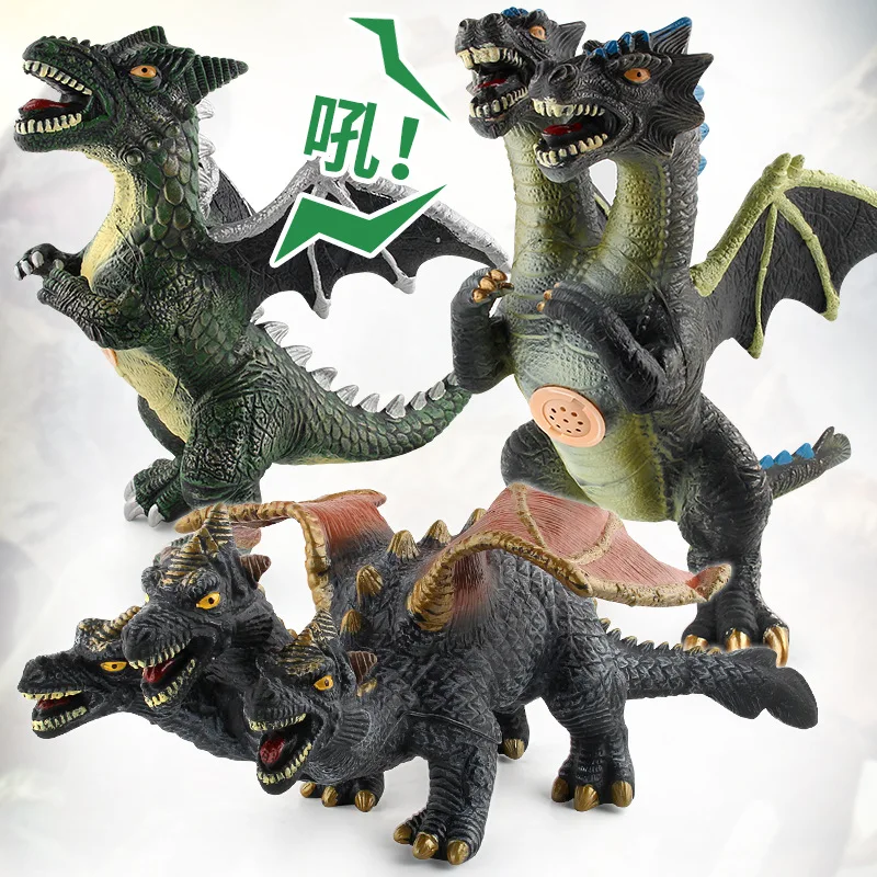 

Large Size Model Cotton Filling Soft Silcone Sound Making Drop-resistant Dinosaur Model Toy Double Headed Dragon Dinosaur Model
