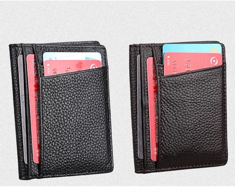 Slim Mini Wallet Genuine Leather Credit Card Wallet Purse Card Holders Men Wallet Thin Small Driving Permit ID Card Holder Case