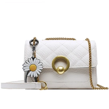 

Fashion new handbags High quality PU leather Women bag Small incense wind chain Lozenge Shoulder bag Lock Stereotypes lattice