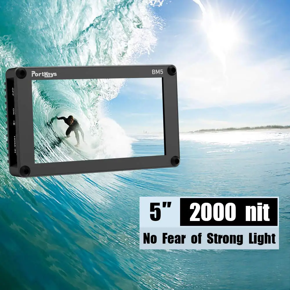 Portkeys BM5 3G-SDI/HDMI вход 2000nit сенсорный экран 3D-LUT алюминиевый корпус на камере DSLR монитор с кабелем управления