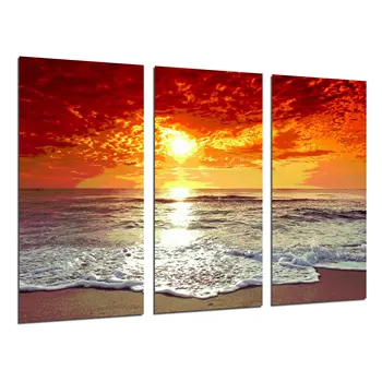 

Landscape Beach Sunset, photo print on wood, modern picture decorative 26286