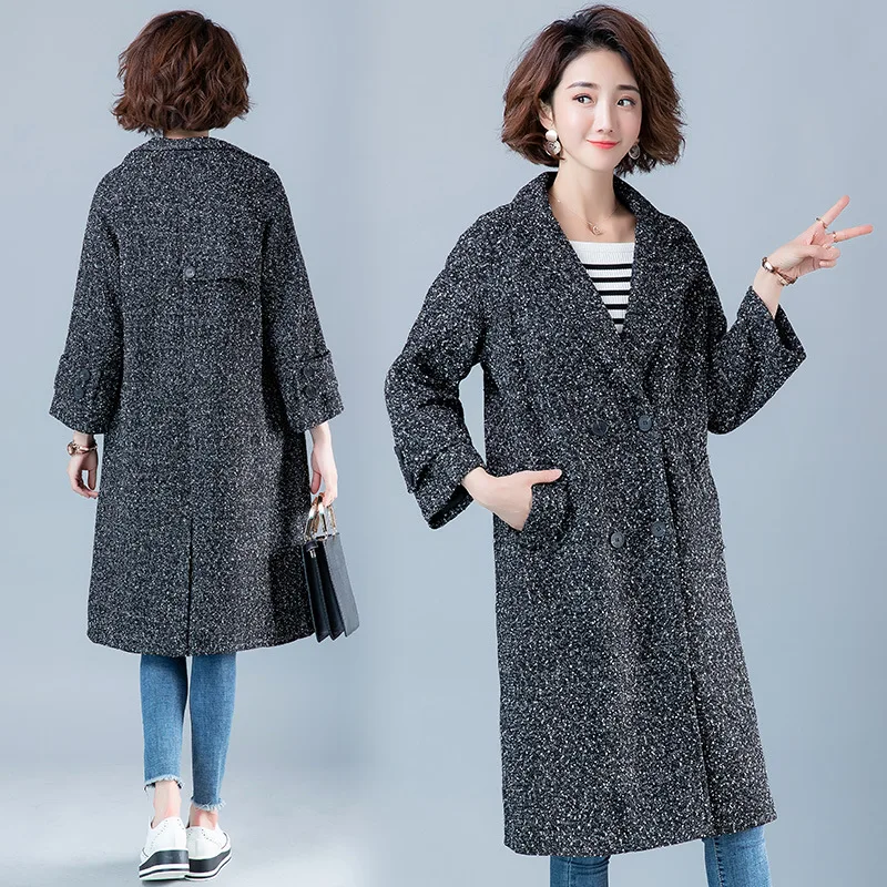 

Double Breasted Fashion PCs by Age Elegant Loose-Fit Versatile Comfortable Long Sleeve Commuting Trench Coat Women's Mid-length