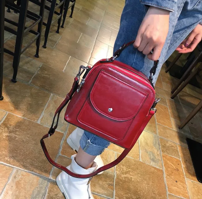 Bolso сумка на плечо однотонная кожаная сумка модная женская сумка в европейском и американском стиле сумка-мессенджер - Цвет: red