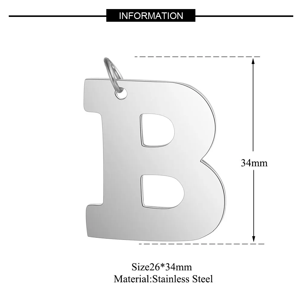 Большое имя, A-Z кулон, опт, нержавеющая сталь, настоящая 316 сталь, сделай сам, ааааа, качественные подвески, никогда не тускнеют - Окраска металла: B