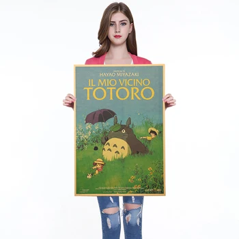 

Classic Cartoon Anime Movie Wall Sticker My Neighbor Totoro Kraft Paper Poster Bar Coffee Room Decoration Paintings