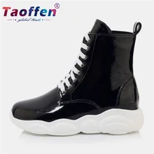 Taoffen/женская кожаная обувь для прогулок; модная спортивная повседневная обувь на платформе со шнуровкой; повседневные кроссовки; размеры 34-46