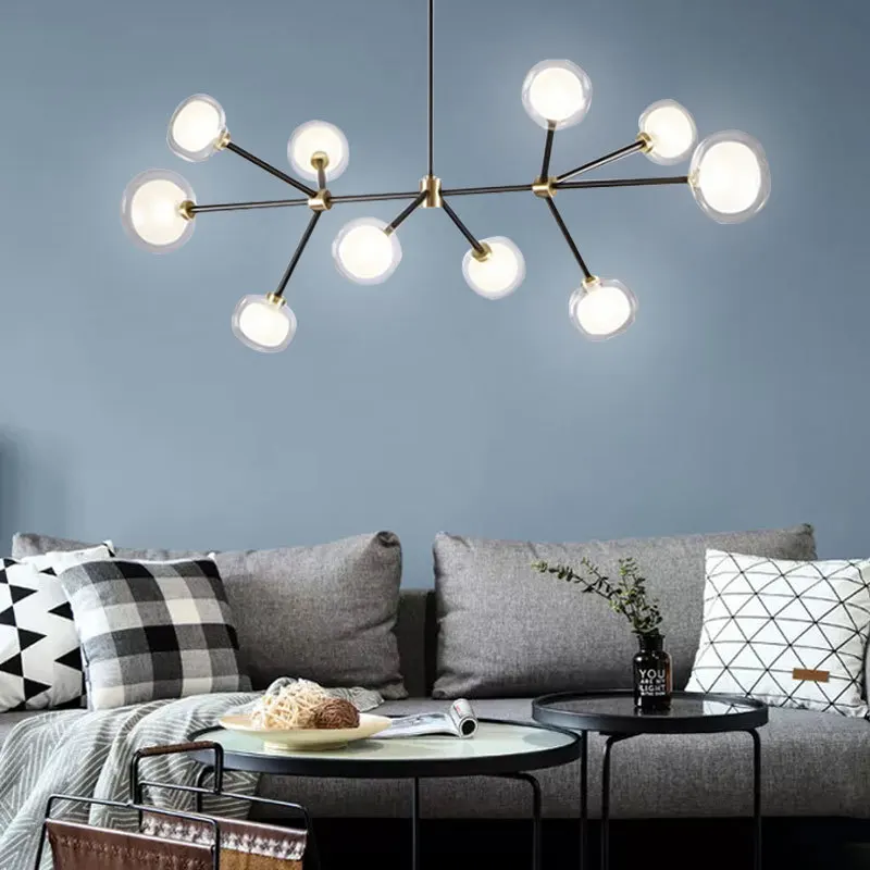 

Современная люстра из скандинавского стекла, прямоугольная лампа в виде пузырьков черного и золотого цвета для коридора, бара, кухни, островка Набила