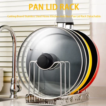 

Anti Rust Non Slip Practical Stainless Steel Adjustable Pan Lid Rack Free Standing Home Kitchen Cutting Board Multipurpose