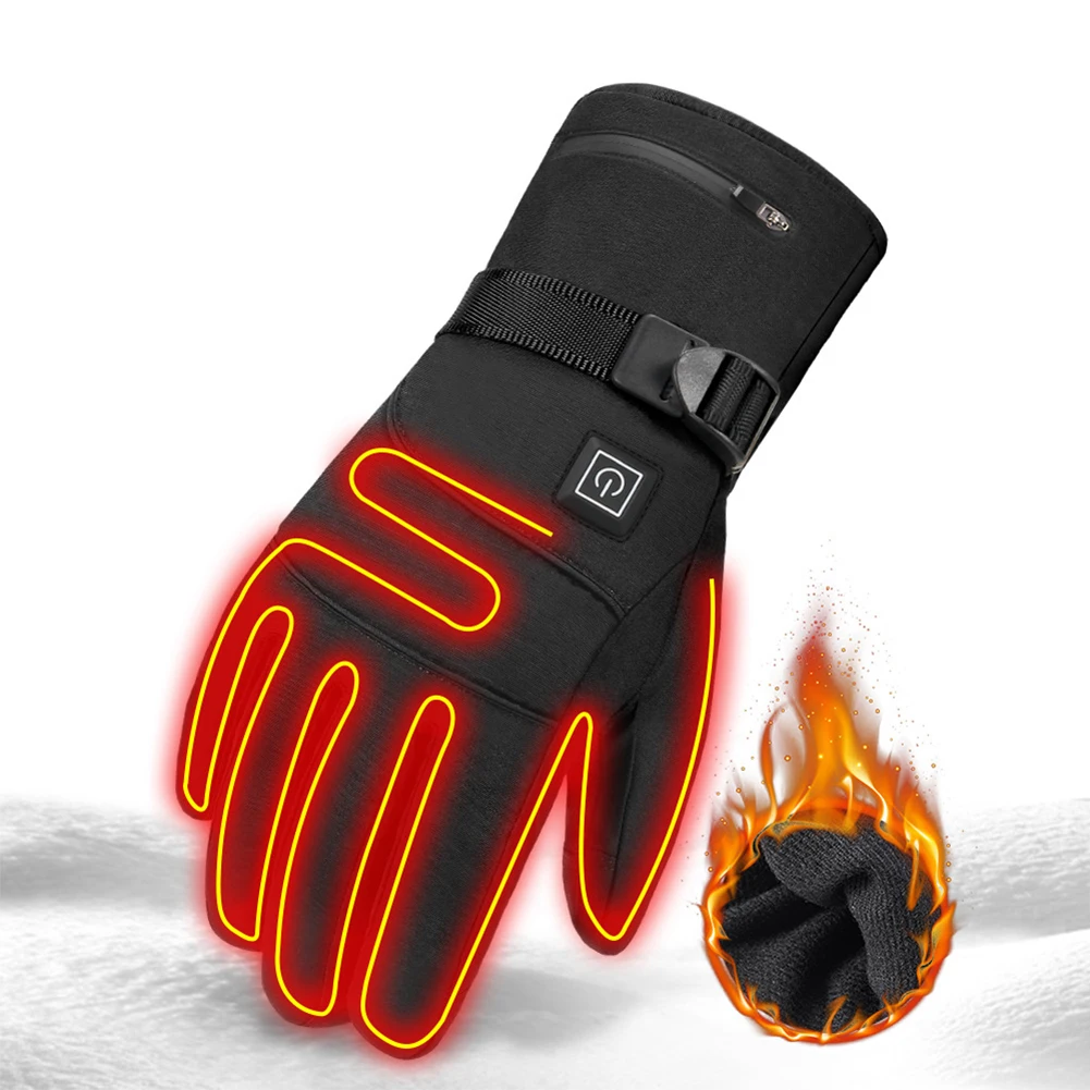 12V Heated Outdoor Waterproof Riding Gloves Motorcycle Winter Warm Gloves Red 