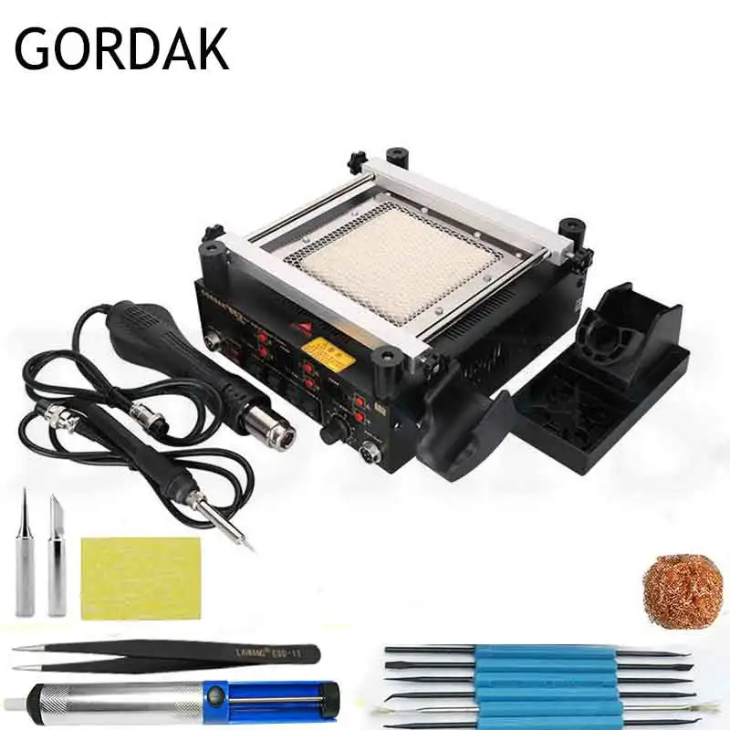 Gordak 863 Тепловая пушка горячего воздуха паяльная станция BGA+ Электрический паяльник+ Инфракрасная станция предварительного нагрева с бесплатными подарками