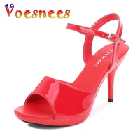 Tyesnees-Sandales à Talons Hauts Colorés pour Femme, Chaussures à Plateforme Sexy, Mince, Rouge, Poisson Parker, Nouvelle Mode 2021 1