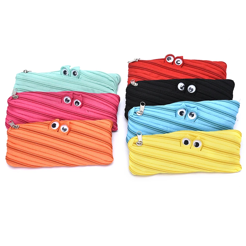 Big Eyes Style Pencil Case Multi Function Pen Case Package Bag/ Cosmetic Bag/ Stationery Belt Zipper Office School Supplies