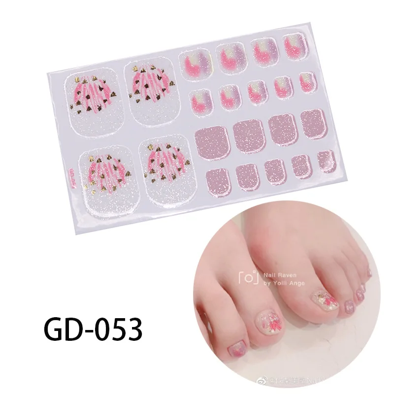 GD-053 22 Типсы, летние, свежие, DIY стикеры на ногти, полное покрытие, водонепроницаемые, самоклеющиеся, декоративные наклейки для ногтей, педикюр, инструменты для красоты - Цвет: GD-053
