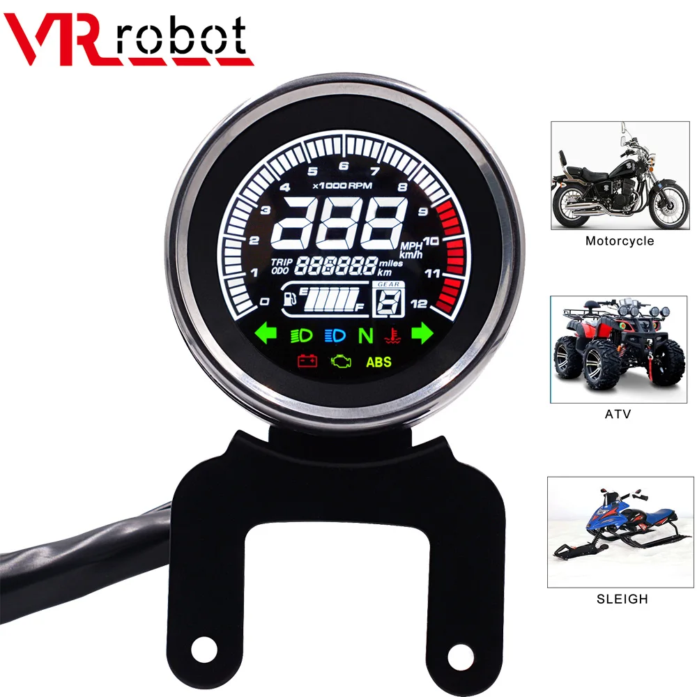 12V LED Backlight Motorcycle ATVs Odometer Speedometer km/h MPH N Gear Indicator