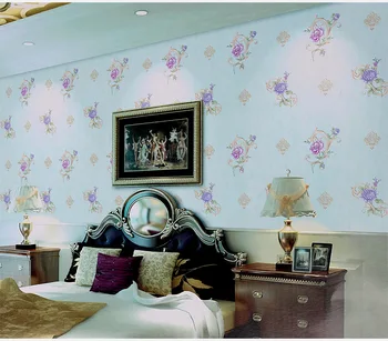 

Korea Style with Flower Light Cyan Color Wall Paper Modern Design Home Decoration Sticker Hot Sell.