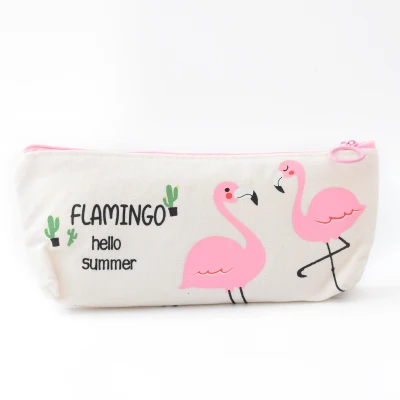 Design 4 Прекрасный Фламинго Холст Карандаш Чехол Kawaii подарок Хэлло Китти школьный пенал карандаш Чехол Карандаш сумка, школьные принадлежности канцелярские товары - Цвет: Design 4