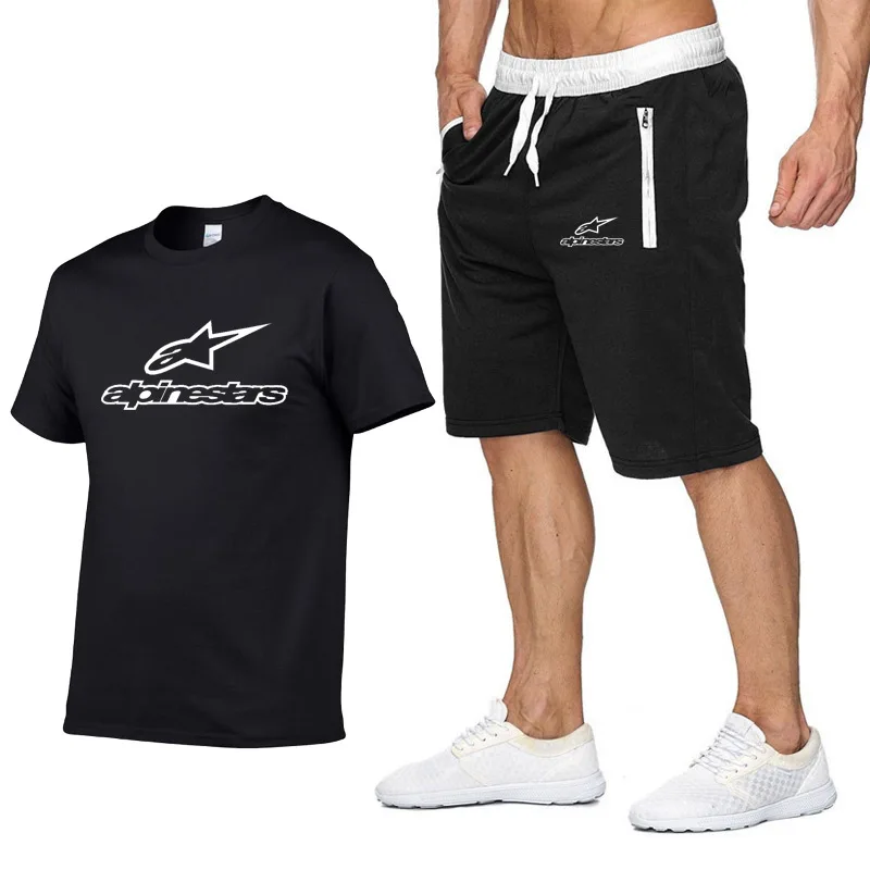 Tracksuit Men Sets High Mountain Star Print T Shirts+Shorts Suit Casual T-shirt Sportswear Fashion Short Sleeve Short Pants Sets Tracksuit Men Sets High Mountain Star Print T Shirts+Shorts Suit Casual T-shirt Sportswear Fashion Short Sleeve Short Pants Sets