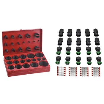 

419 Pcs Metric Rubber O-Ring Washer Assortment Kit & 10 Set 2 Pin Way Waterproof Electrical Connector Series Terminals