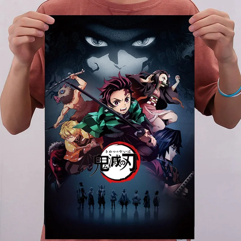 Японское аниме Demon Slayer: Kimetsu no Yaiba Kamado Tanjirou Nezuko настенный прокрутки плакат