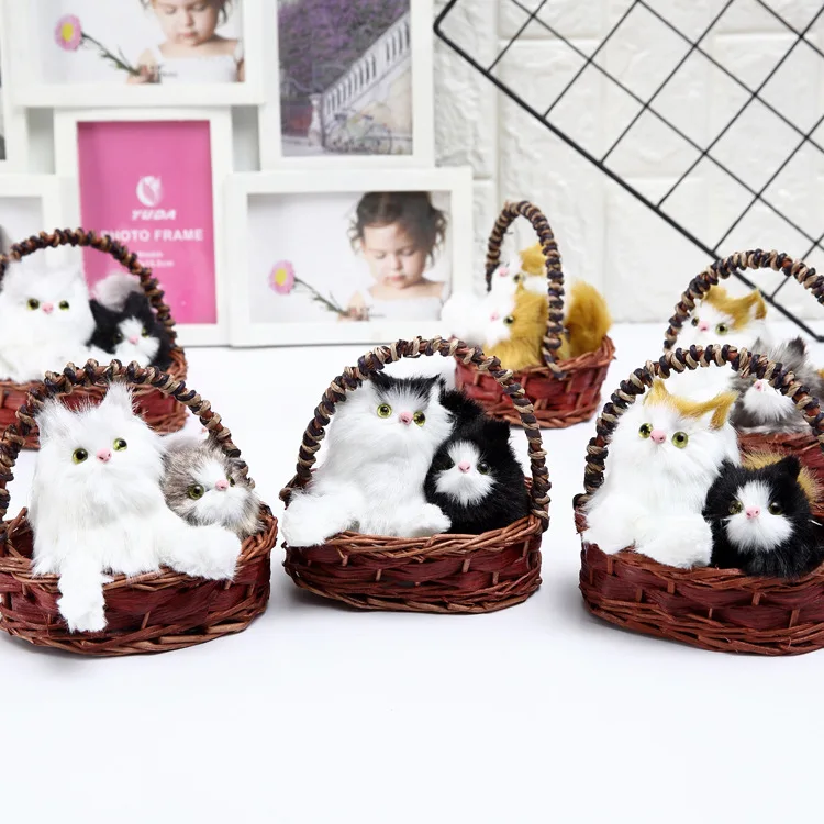 

Hot Selling Color Mixture Plush Doll Toy Brown Blue Discharge Voice Double Cat Car Accessories Decoration Sleeping Cat