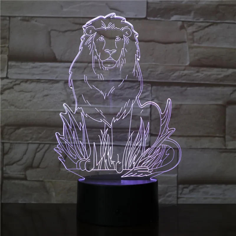 3D светодиодный ночсветильник в виде льва Симбы короля Usb 7 цветов черный цвет