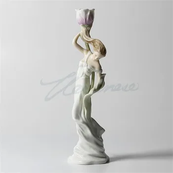 

Creative Tulip Lady Art Sculpture Woman Figure Candleholder Girls Statue Ceramics Craft Interior Showpiece Home Decoration R5126