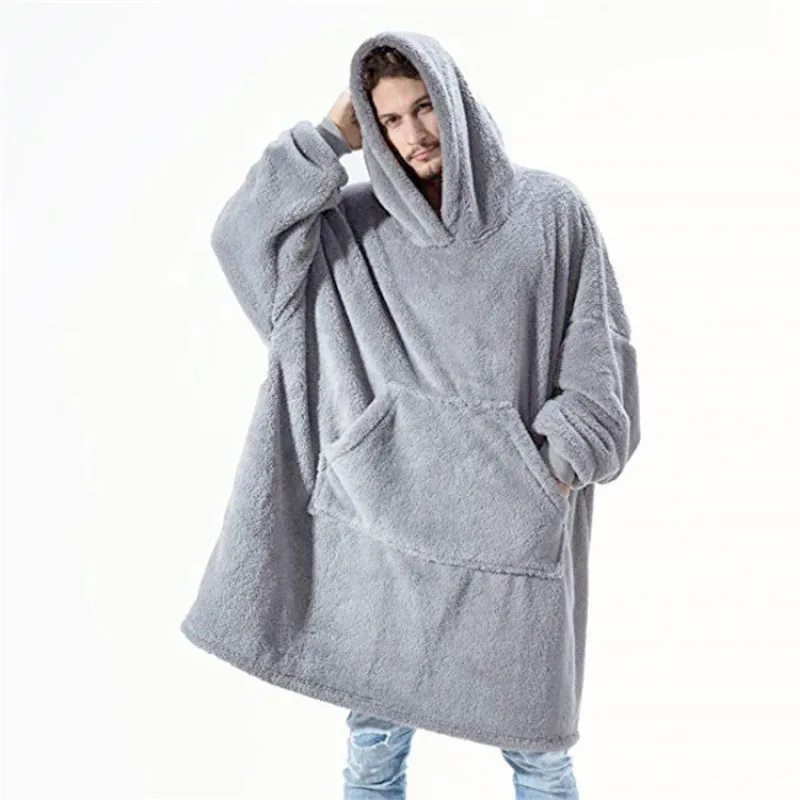 Autumn Winter New Unisex Hooded Pajamas Double-faced Fleece Hoodie Thicken Loungewear Loose Couple Homewear Men Women Sleepwear