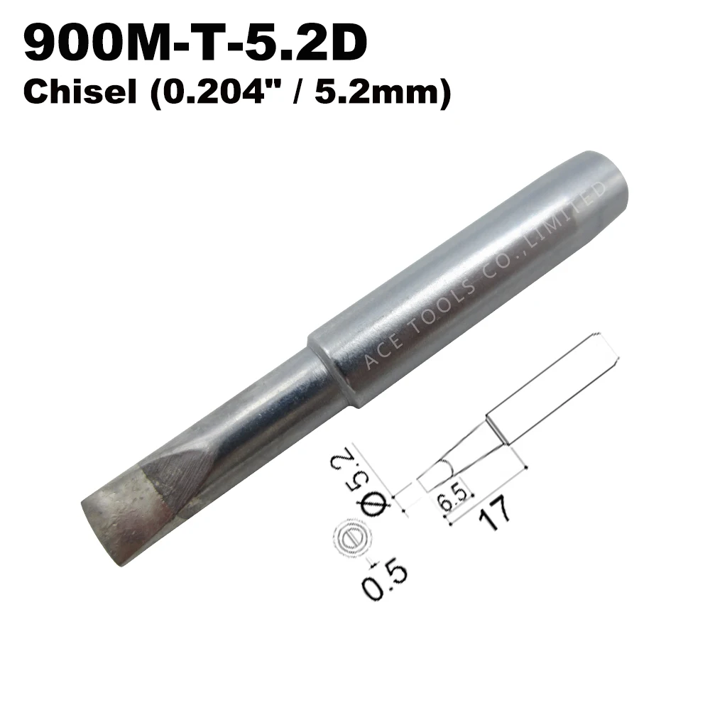 Soldering Tip 900M-T-5.2D Chisel 5.2mm for Hakko 936 907 Milwaukee M12SI-0 Radio Shack 64-053 Yihua X-Tronics 3020 Iron Bit | Инструменты