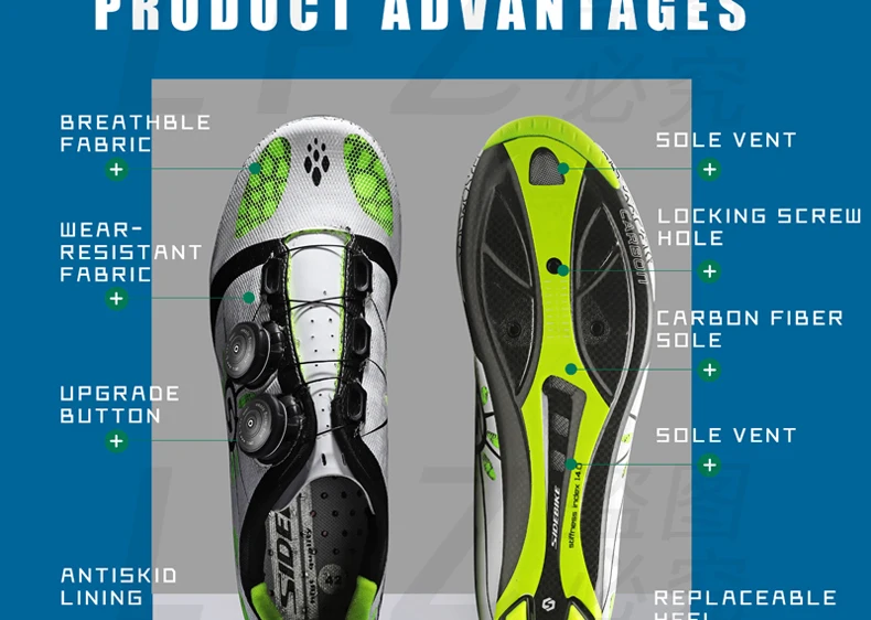 Sidebike углеродная велосипедная обувь для шоссейного велосипеда, Мужская гоночная профессиональная спортивная велосипедная обувь, самозакрывающиеся велосипедные кроссовки, дышащие