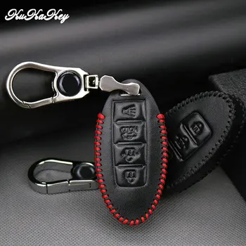 

Leather Car Key Cover with Metal Key Ring For Infiniti QX50 QX60 EX35 FX35 FX45 FX50 EX37 Q50L Q60 Q70 Q50 G25 JX35 ESQ EX FX