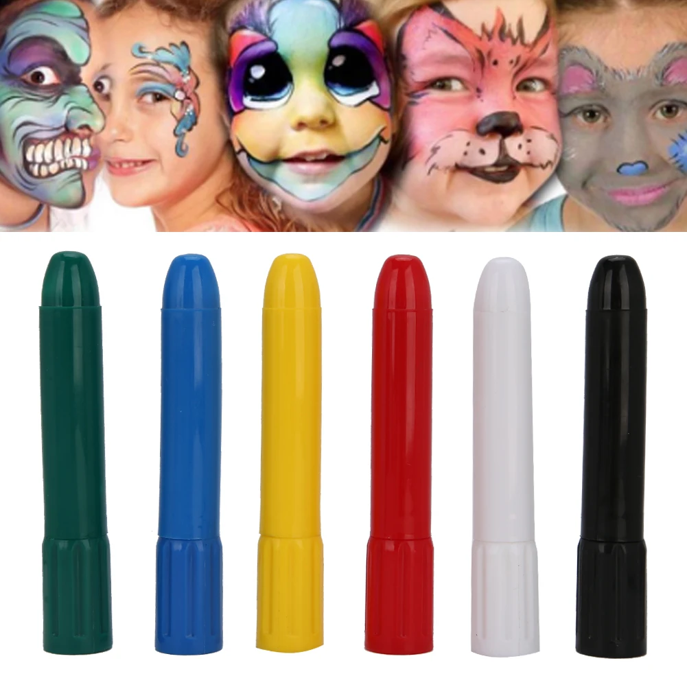 

6 Colors Face Paint Crayon Body Painting Rotatable DIY Makeup Paint Crayons Pen Stick For Children Halloween Party Makeup Tools