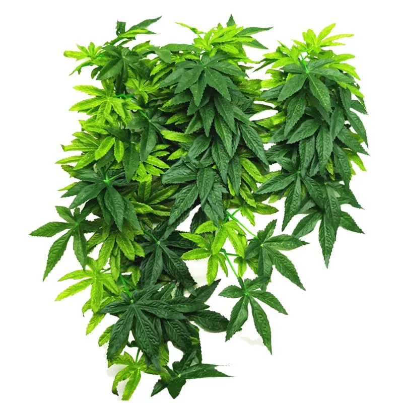 Plantas de Reptiles que cuelgan plantas de Terrario de seda, Reptiles falsos, plantas trepadoras, acuario, Reptiles, simulación de caña, hoja verde, 50cm/16 pulgadas