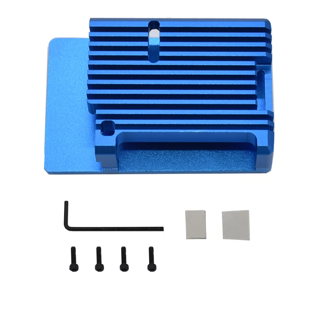 Корпус из алюминиевого сплава с ЧПУ корпус черный золотой для Raspberry Pi 4 Модель B/B+ металлическая коробка красный/синий/серебристый/серый - Цвет: Blue without fan