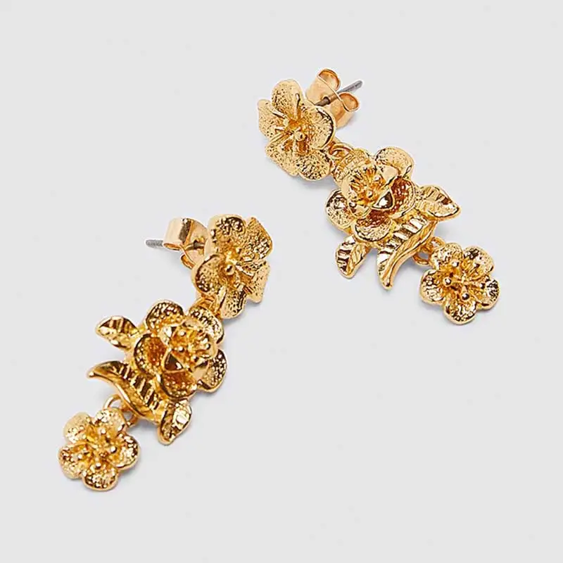 Flatfoosie ZA золотые комплекты украшений для женщин Макси сплав ожерелье цветок кристалл эффектные Серьги Свадебная вечеринка ювелирные изделия