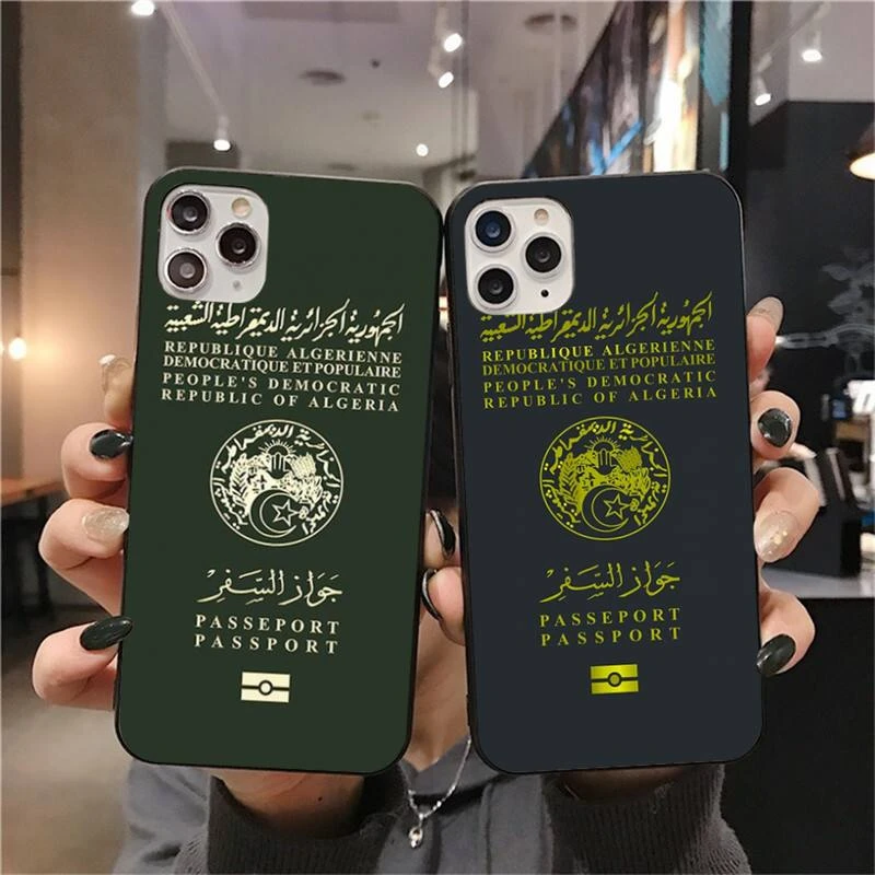 apple iphone 13 case Algerian Passport Tshirt Phone Case For iphone 13 12 11 Pro Max Mini XS 8 7 Plus X SE 2020 XR cover 13 cases
