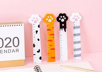 

1PC Wooden Rulers Cute Cat Kawaii Paw 15cm Straightedge For Kids Gift Measuring Tools Student Stationery School Office Supplies